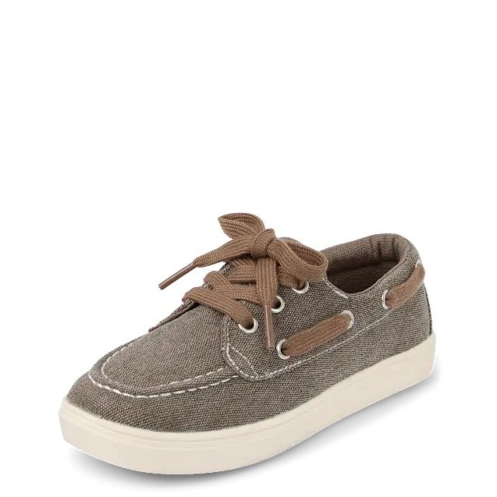 The‎ Childrens Place Boys Canvas Boat Shoes Brown Moc Toe Sneakers Size 4 NEW